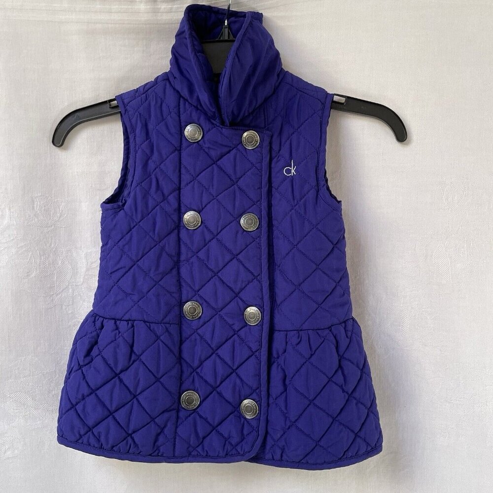Calvin Klein Puffer Vest Girls‎ 6 Purple Kids Quilted Outdoor Cozy Holiday Party